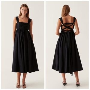Aje Nova Tie Back Midi Sun Dress Black 6 Sundress